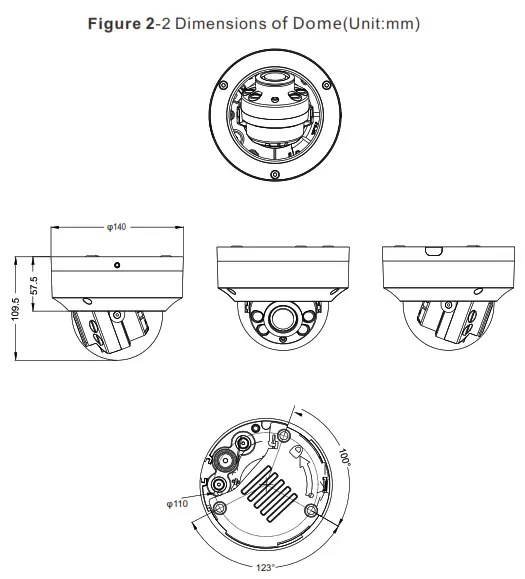 SUNELL SN-IPV8080EEAR-Z Series Vandal Dome Network Camera - Dimensions