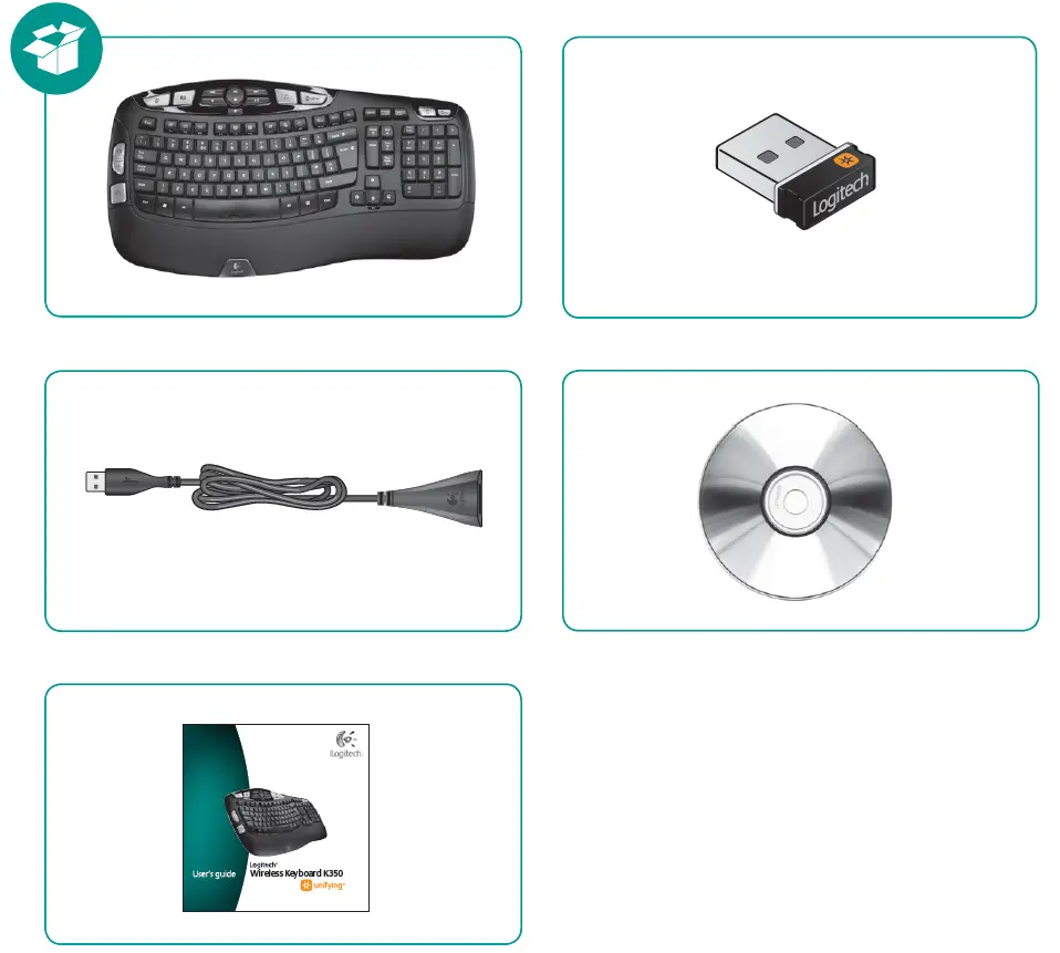 logitech K350 Wireless Wave Ergonomic Keyboard in the box