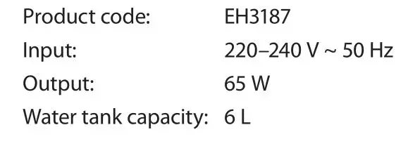 BLAUPUNKT 368418 6 Litre Air Conditioner - TECHNICAL SPECIFICATION