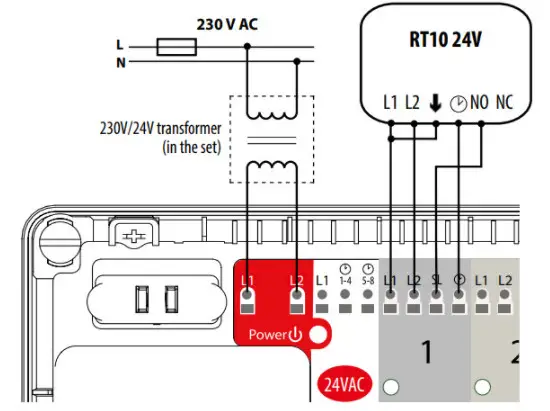 SALUS Wiring Centre KL08NSB- Thermostats connection 2