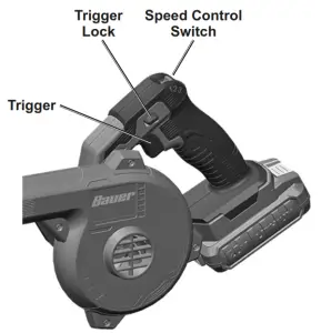 Harbor Freight Bauer Cordless Compact Workshop Blower 1916C-B - Speed control