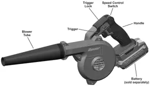 Harbor Freight Bauer Cordless Compact Workshop Blower 1916C-B - trigger