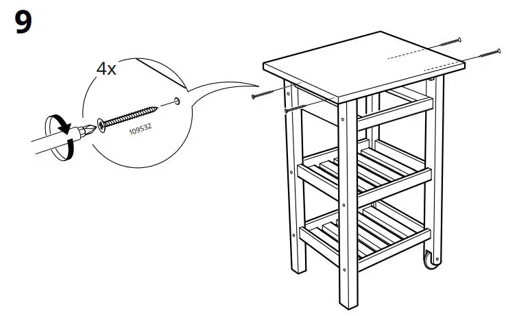 IKEA 800.359.20 FÖRHÖJA Kitchen Cart Birch Instruction Manual - Installation
