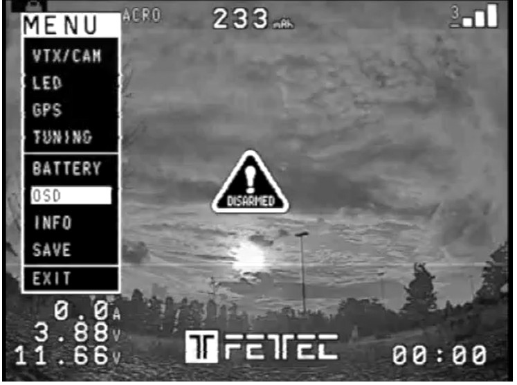 FETTEC FC G4 Kiss Flight Controller - In the menu