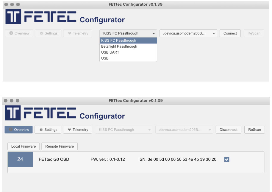 FETTEC FC G4 Kiss Flight Controller - OSD Firmware