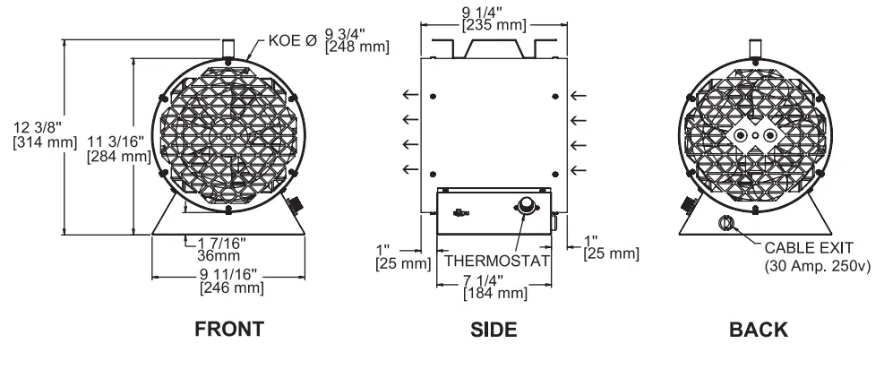 STELPRO LCH48T Portable Heater - TECHNICAL