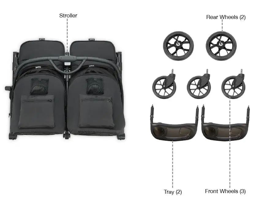 joovy RS2 Kooper Double Stroller With Snack Trays-fig1