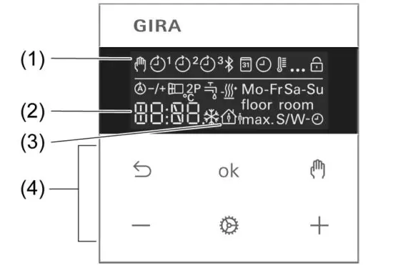 GIRA System 3000 Room Temperature Controller Display - figure 1