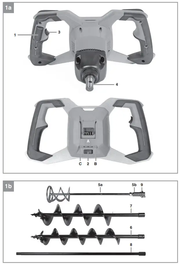 Einhell GP-EA 18 Cordless earth auger Instructions - Fig. 1