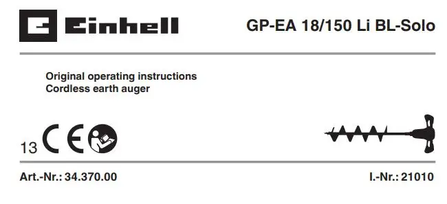 Einhell GP-EA 18 Cordless earth auger Instructions