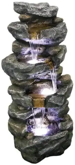 Afoxsos HDMX1020 40 Inch Tall Outdoor Resin Floor Rock Water Fall Fountain