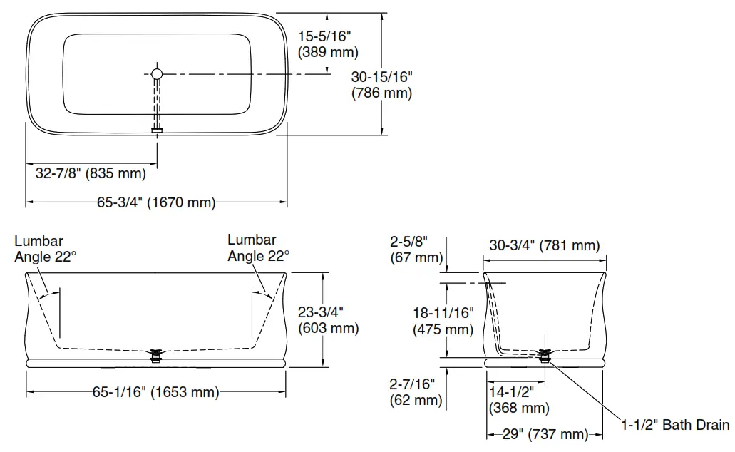 KOHLER K 8334 Freestanding Bathtub - fig