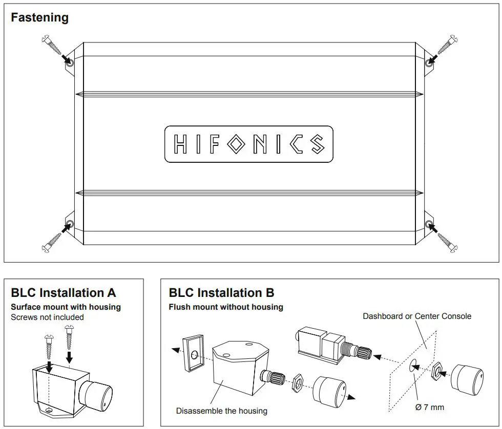 HIFONICS ZXS550-2 Class D Digital 2 Channel Amplifier User Manual - MECHANICAL INSTALLATION