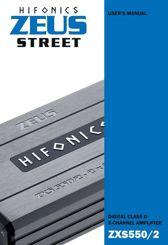 HIFONICS ZXS550-2 Class D Digital 2 Channel Amplifier User Manual