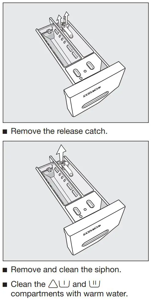 Miele WXD 160 Front Loading Washing Machine Instruction Manual - Cleaning the compartment