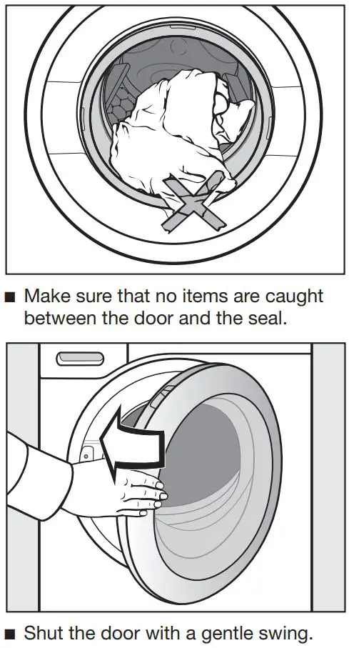 Miele WXD 160 Front Loading Washing Machine Instruction Manual - Closing the door