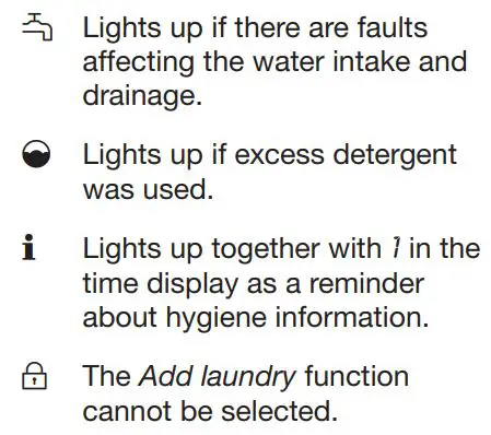 Miele WXD 160 Front Loading Washing Machine Instruction Manual - Indicator lights