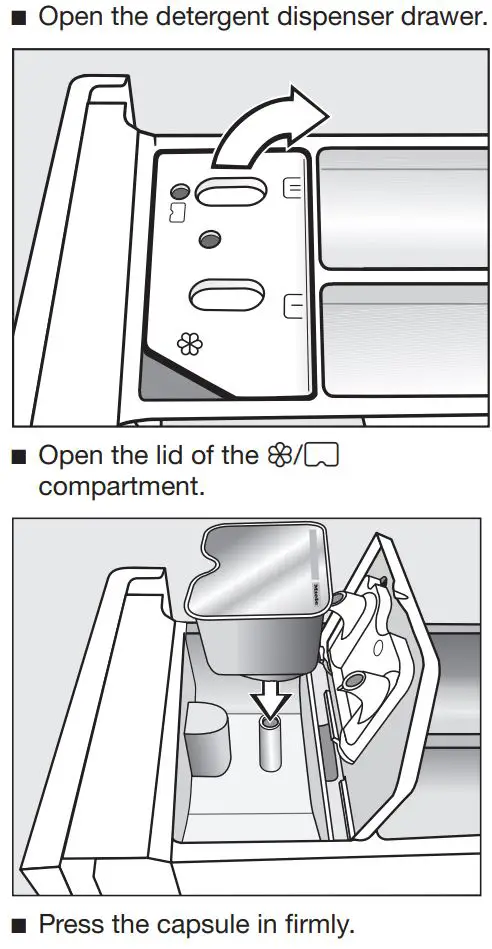Miele WXD 160 Front Loading Washing Machine Instruction Manual - Inserting a capsule