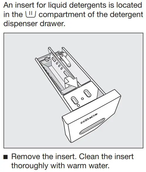 Miele WXD 160 Front Loading Washing Machine Instruction Manual - Removing and cleaning the insert
