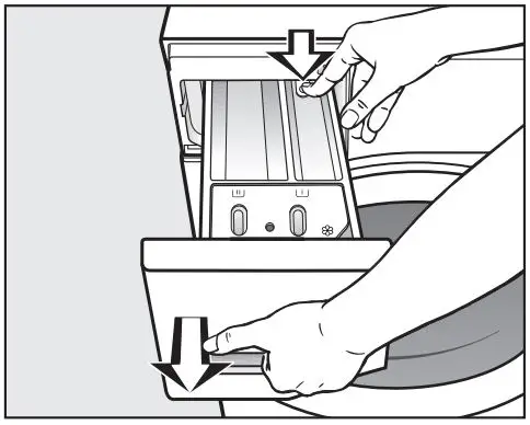 Miele WXD 160 Front Loading Washing Machine Instruction Manual - Removing the detergent dispenser drawer