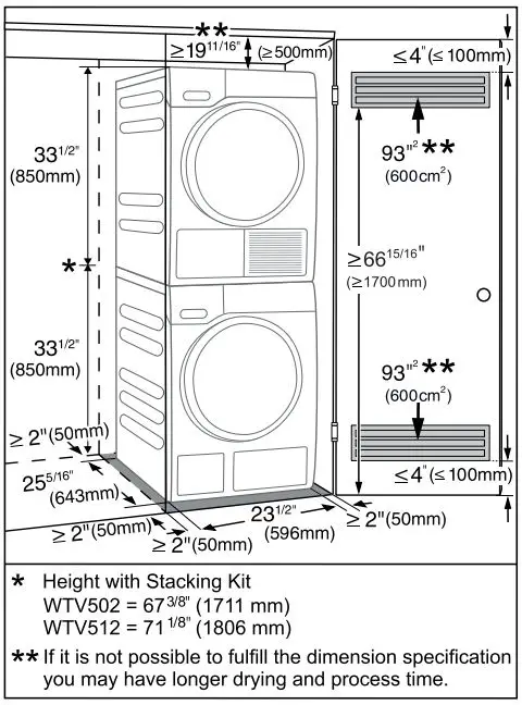 Miele WXD 160 Front Loading Washing Machine Instruction Manual - Setting up the cabinet