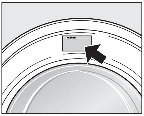 Miele WXD 160 Front Loading Washing Machine Instruction Manual - The data plate is found above the porthole glass when the door is opened