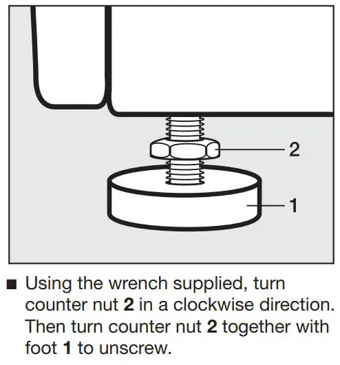 Miele WXD 160 Front Loading Washing Machine Instruction Manual - Unscrewing and adjusting the feet