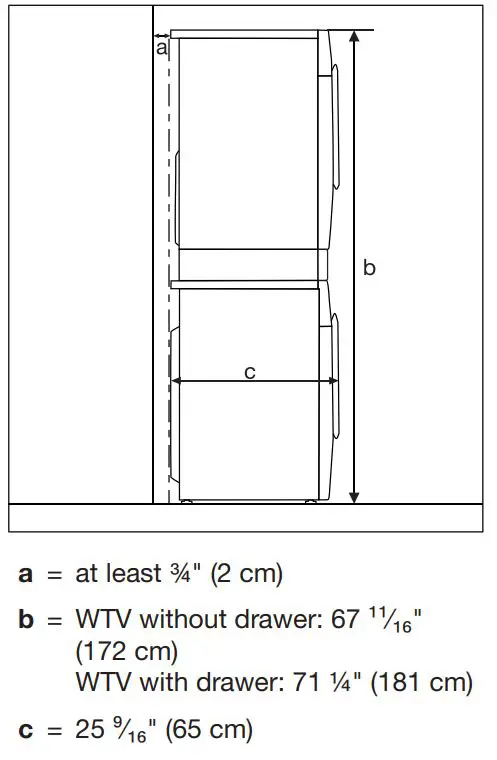 Miele WXD 160 Front Loading Washing Machine Instruction Manual - Washer-dryer stack