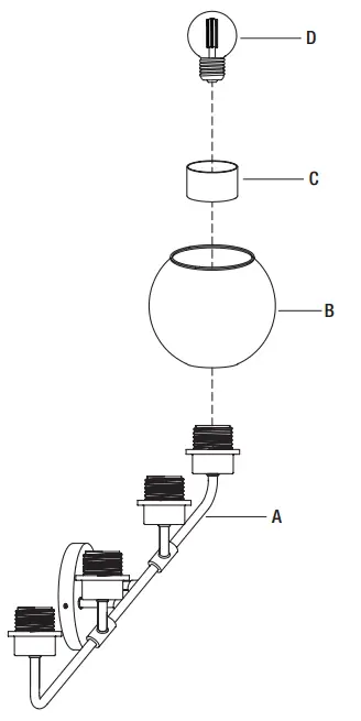 HOME DECORATORS HD 1862BNBK 4 Light Wall Sconce - PACKAGE CONTENTS