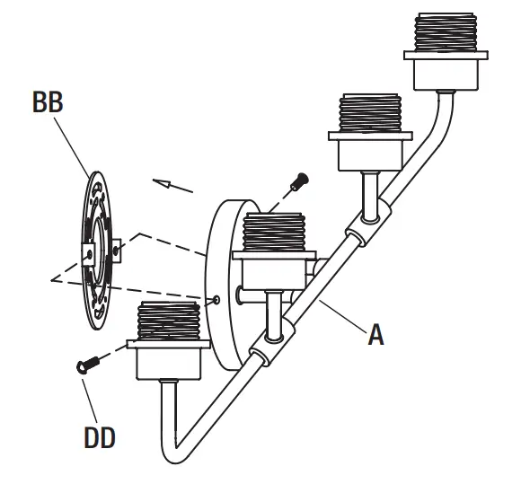 HOME DECORATORS HD 1862BNBK 4 Light Wall Sconce - Remove the mounting plate