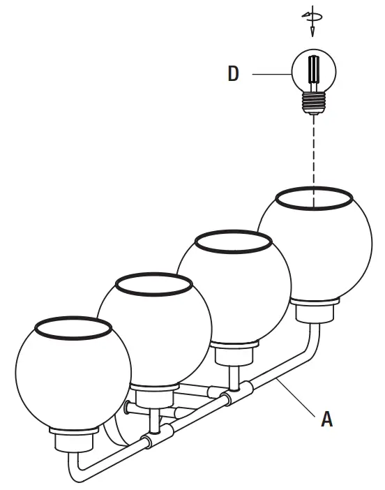 HOME DECORATORS HD 1862BNBK 4 Light Wall Sconce - bulbs