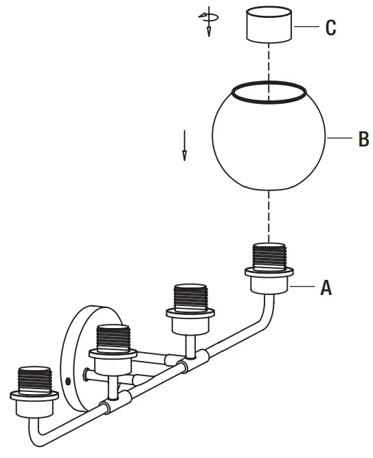 HOME DECORATORS HD 1862BNBK 4 Light Wall Sconce - glass shade
