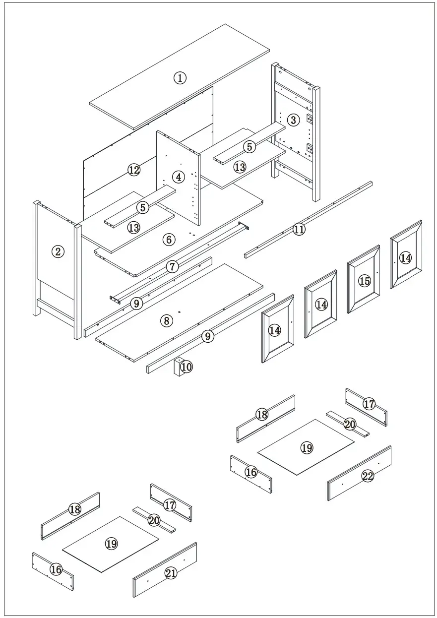 HOMCOM 835 404 White MDF Modern Sideboard Serving Buffet Storage Cabinet Cupboard - Figure 1