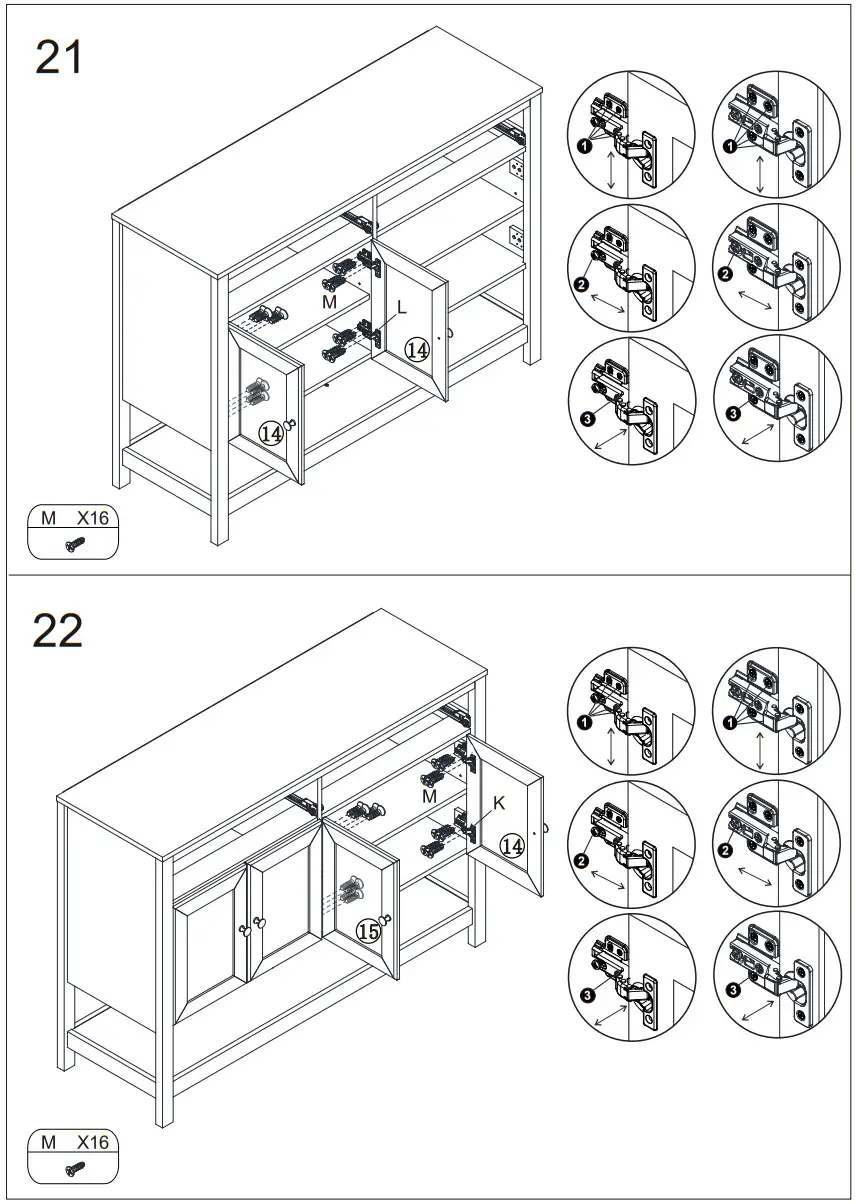 HOMCOM 835 404 White MDF Modern Sideboard Serving Buffet Storage Cabinet Cupboard - Figure 23