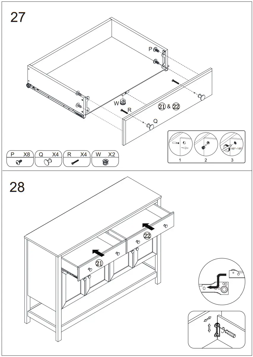 HOMCOM 835 404 White MDF Modern Sideboard Serving Buffet Storage Cabinet Cupboard - Figure 26