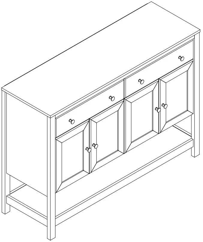 HOMCOM 835 404 White MDF Modern Sideboard Serving Buffet Storage Cabinet Cupboard