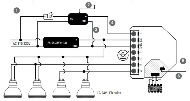 Shelly RGBW 2 AC Switch Wiring - Overview 2