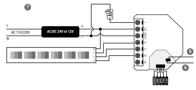 Shelly RGBW 2 AC Switch Wiring - Overview 5