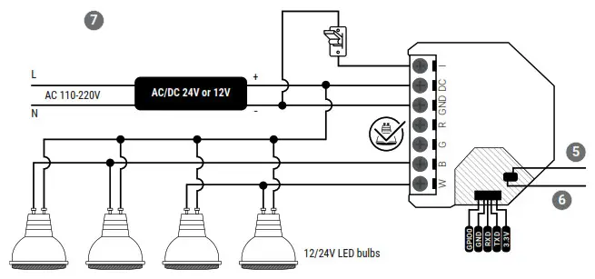 Shelly RGBW 2 AC Switch Wiring - Overview 6