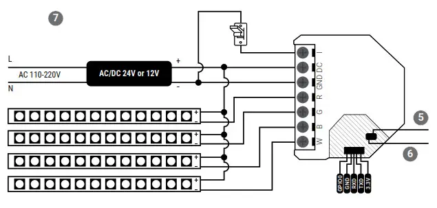 Shelly RGBW 2 AC Switch Wiring - Overview 7