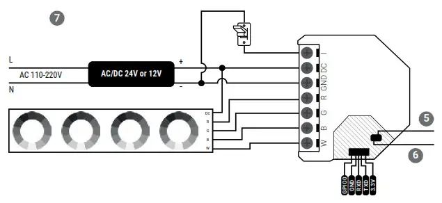 Shelly RGBW 2 AC Switch Wiring - Overview 8