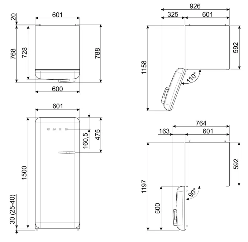 smeg FAB28LCR5UK Refrigerator Cream-fig1