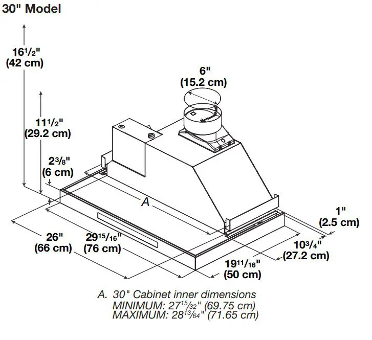 KitchenAid KVWB600DSS 30 inch - Product Dimensions