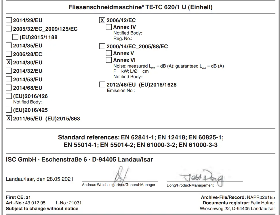 Einhell TE TC 620 1 U Tile Cutting Machine - fig 7