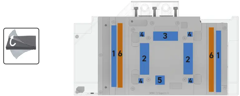 Alphacool Core Eisblock Aurora RTX N 3090 Ti Suprim X INCL Bakplate - Mounting the front pads
