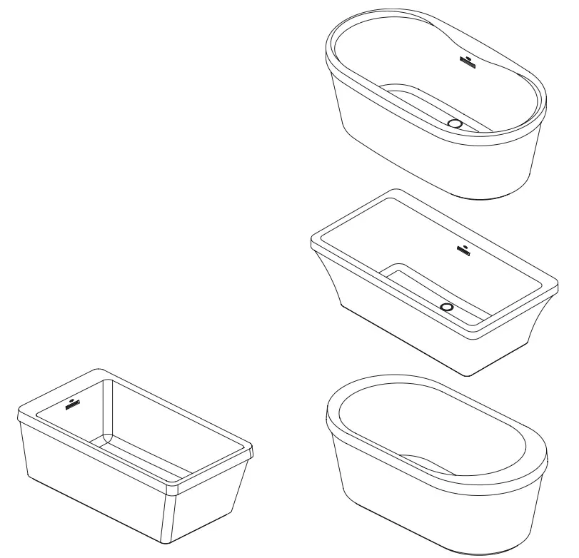 DELTA B14416-6032-WH Acrylic Rectangular Back Center Drain Freestanding Soaking Bathtub