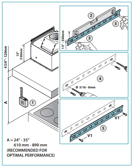 falmec FOLIN36W12OS Line Outdoor Wall Mount Range Hood - fig 4