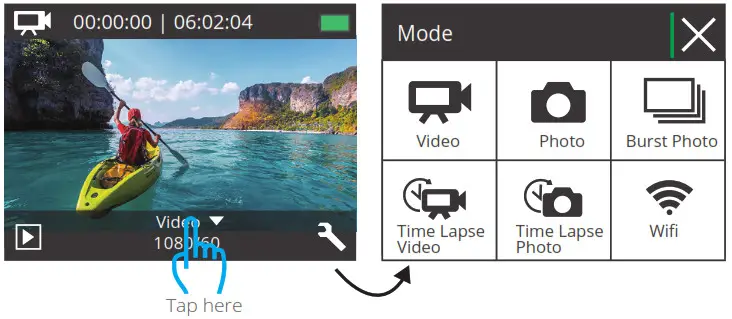 AKASO EK7000 Pro Action Camera -OVERVIEW OF MODES
