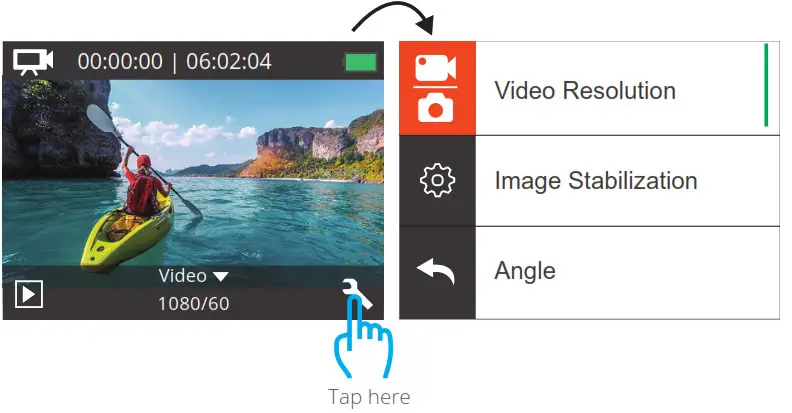 AKASO EK7000 Pro Action Camera - Setting Mode