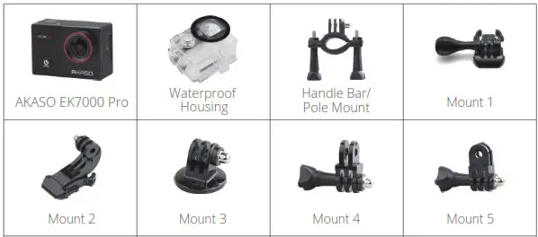 AKASO EK7000 Pro Action Camera - WHAT'S IN THE BOX